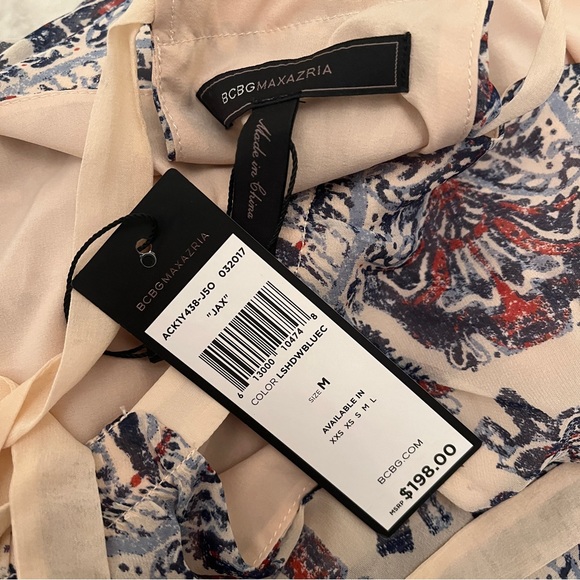 NWT BCBGMaxazria Paisley Cold Shoulder Silk “Jax” Top - Picture 5 of 7
